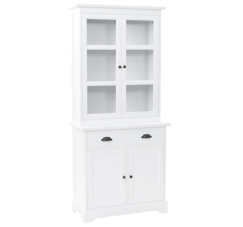 furnicato Beistellschrank Vitrinenschrank mit 4 Türen MDF und Kiefernholz 80x40x180 cm (1-St) von furnicato