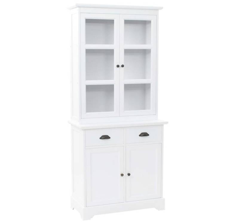 furnicato Beistellschrank Vitrinenschrank mit 4 Türen MDF und Kiefernholz 80x40x180 cm (1-St) von furnicato