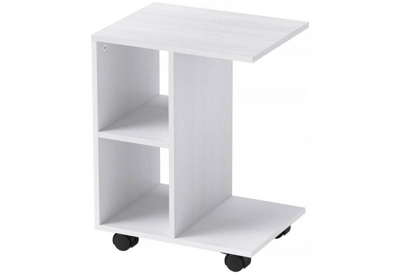furnicato Beistelltisch C-Form 45x35x58 cm Weiß mit Rollen (1-St) von furnicato