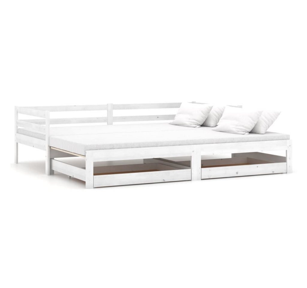 furnicato Bett Ausziehbares Tagesbett 2x(90x200) cm Weiß Massivholz Kiefer (1-tlg) von furnicato
