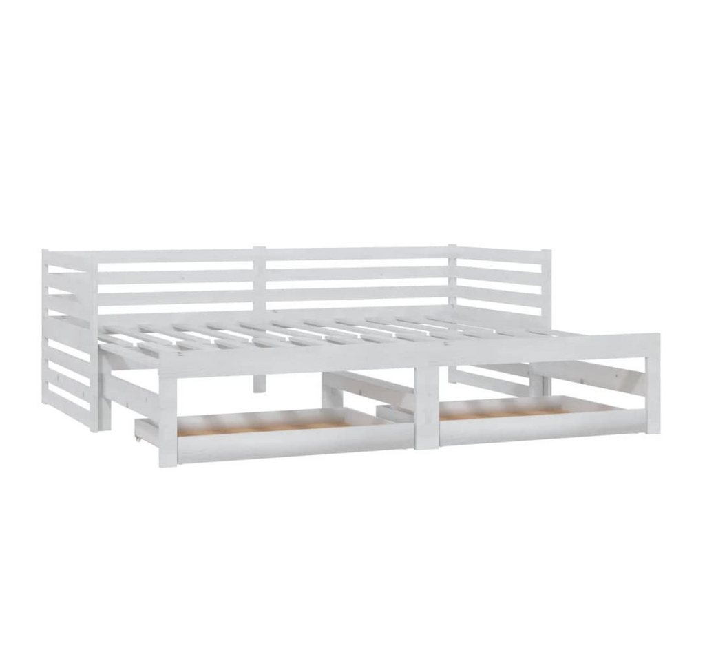 furnicato Bett Ausziehbares Tagesbett 2x(90x200) cm Weiß Massivholz Kiefer (1-tlg) von furnicato