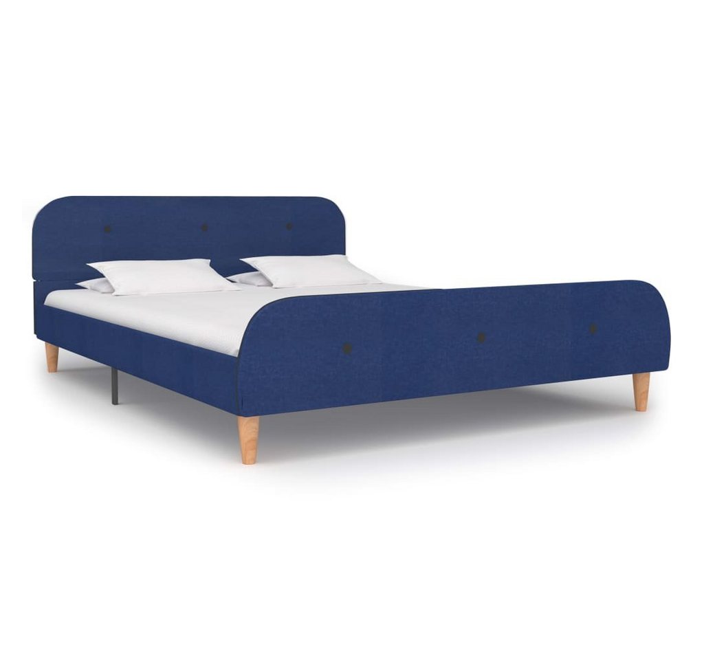 furnicato Bett Bettgestell Blau Stoff 140 x 200 cm von furnicato