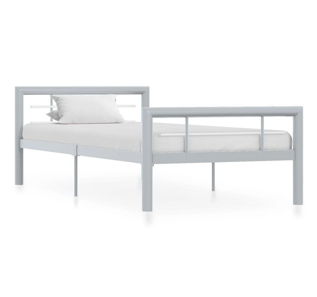 furnicato Bett Bettgestell Grau und Weiß Metall 100 × 200 cm von furnicato