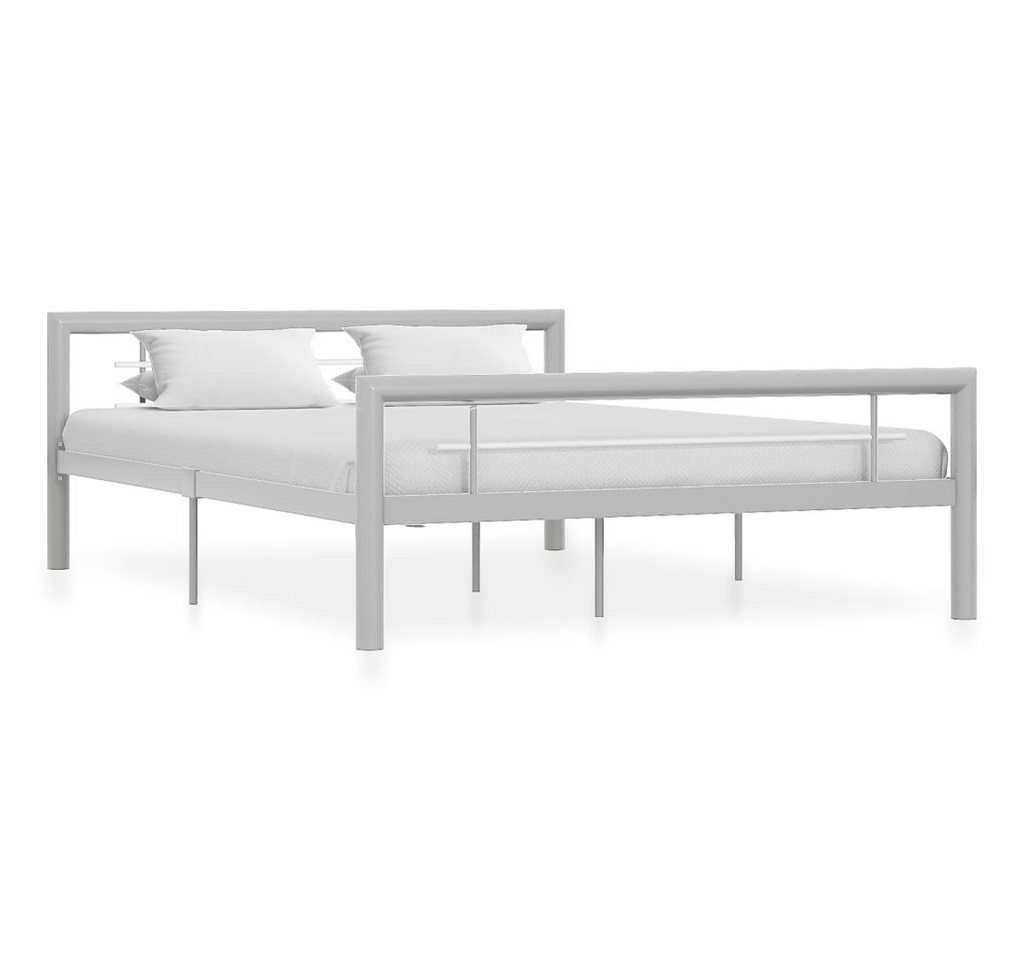 furnicato Bett Bettgestell Grau und Weiß Metall 140 × 200 cm von furnicato