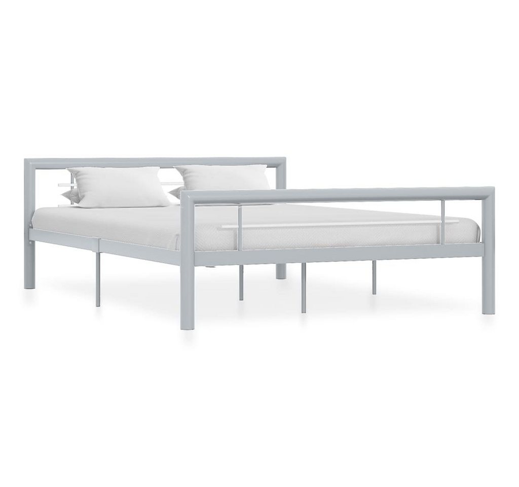 furnicato Bett Bettgestell Grau und Weiß Metall 160 × 200 cm von furnicato