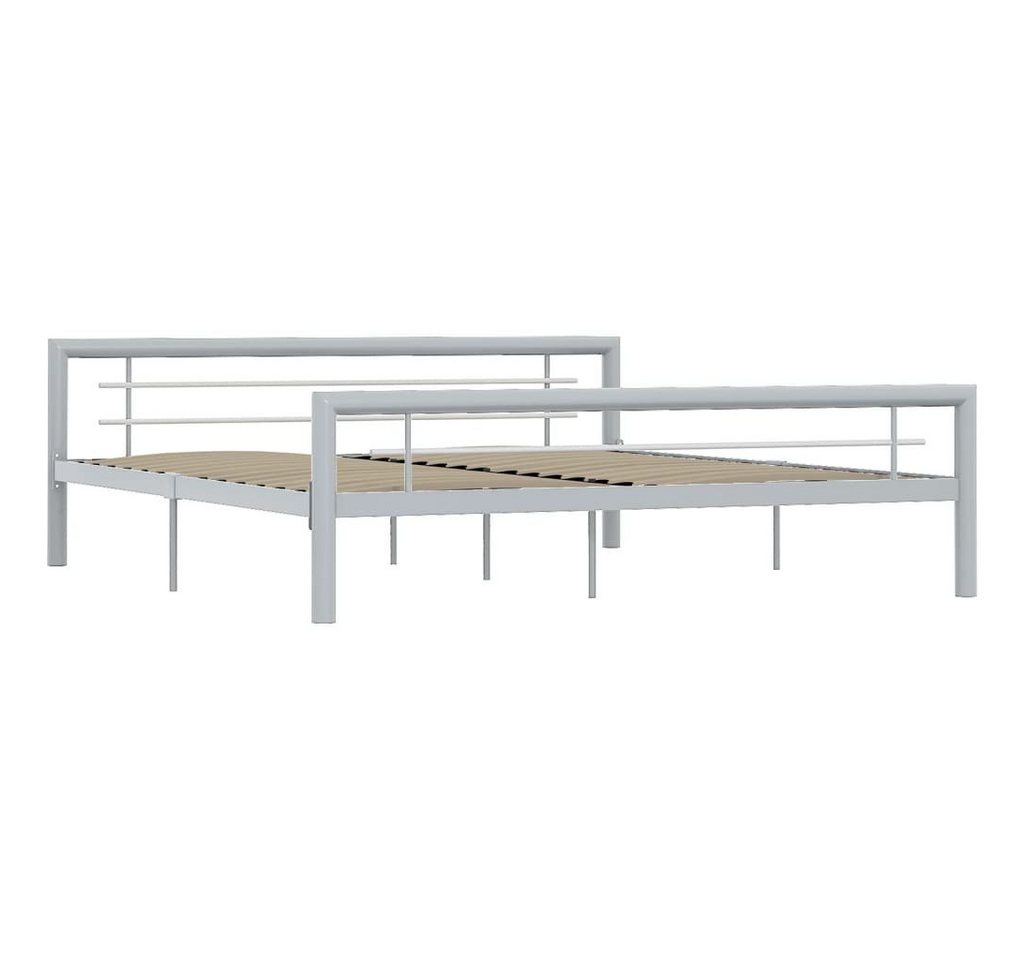 furnicato Bett Bettgestell Grau und Weiß Metall 180 × 200 cm von furnicato