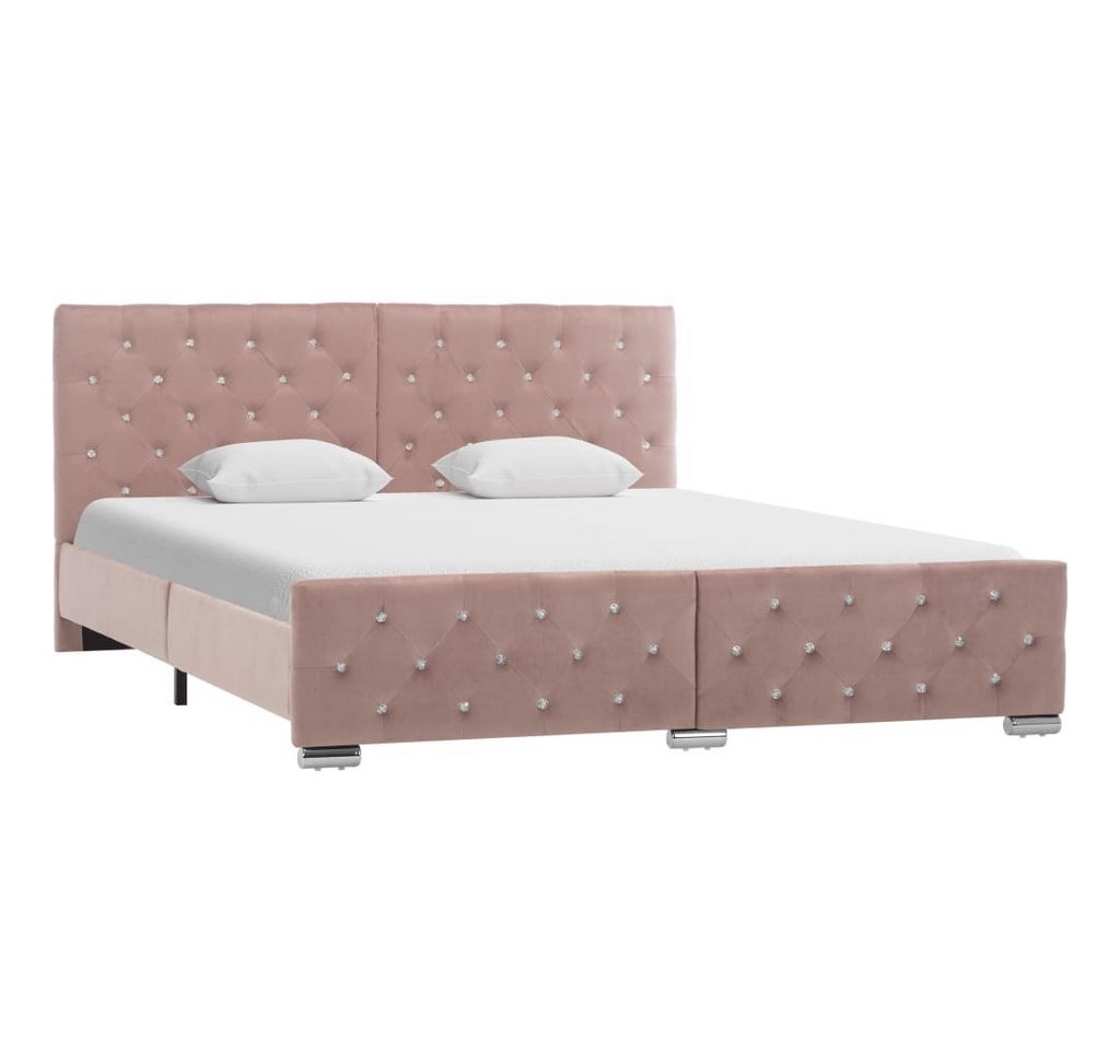 furnicato Bett Bettgestell Rosa Samt 160x200 cm von furnicato