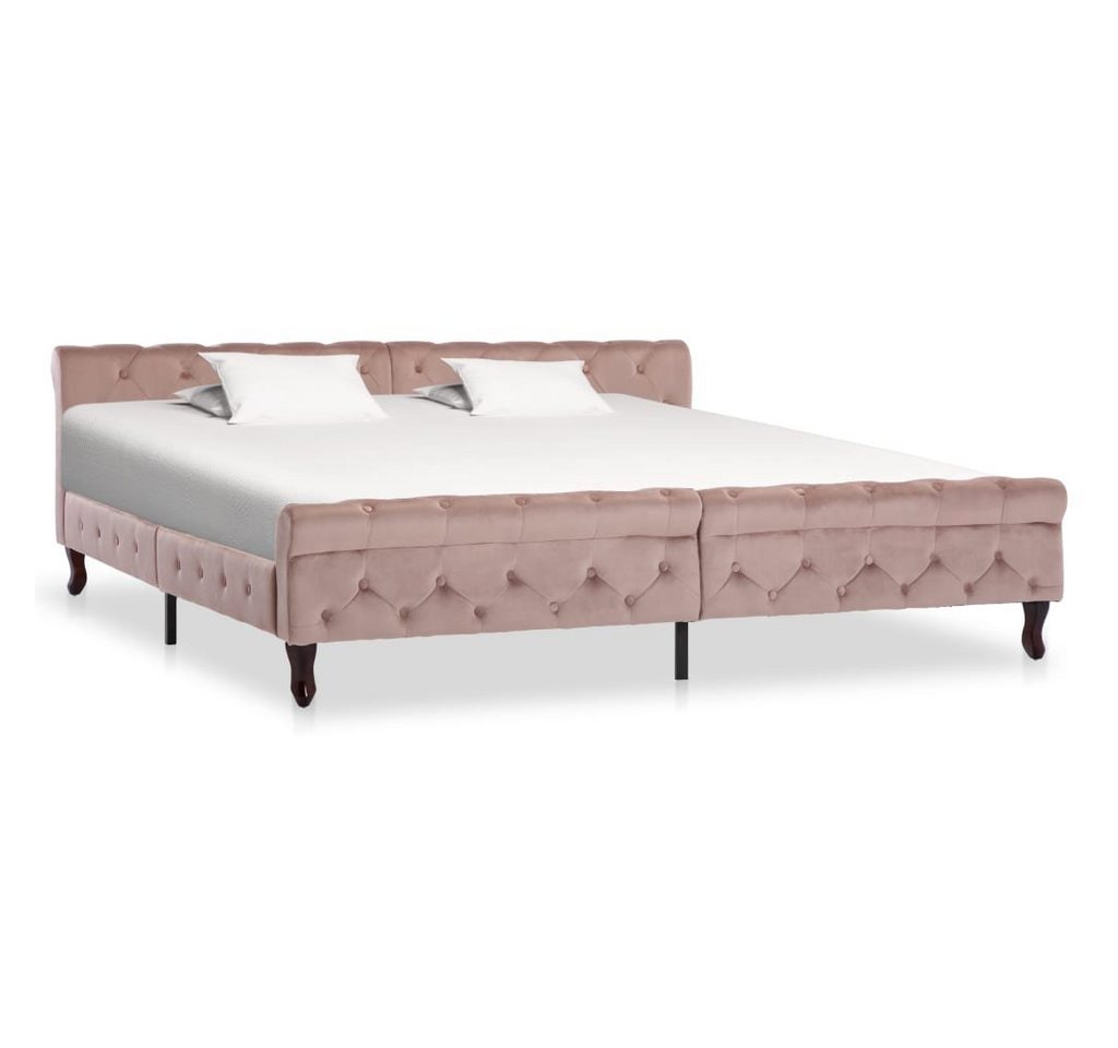 furnicato Bett Bettgestell Rosa Samt 200 x 200 cm von furnicato