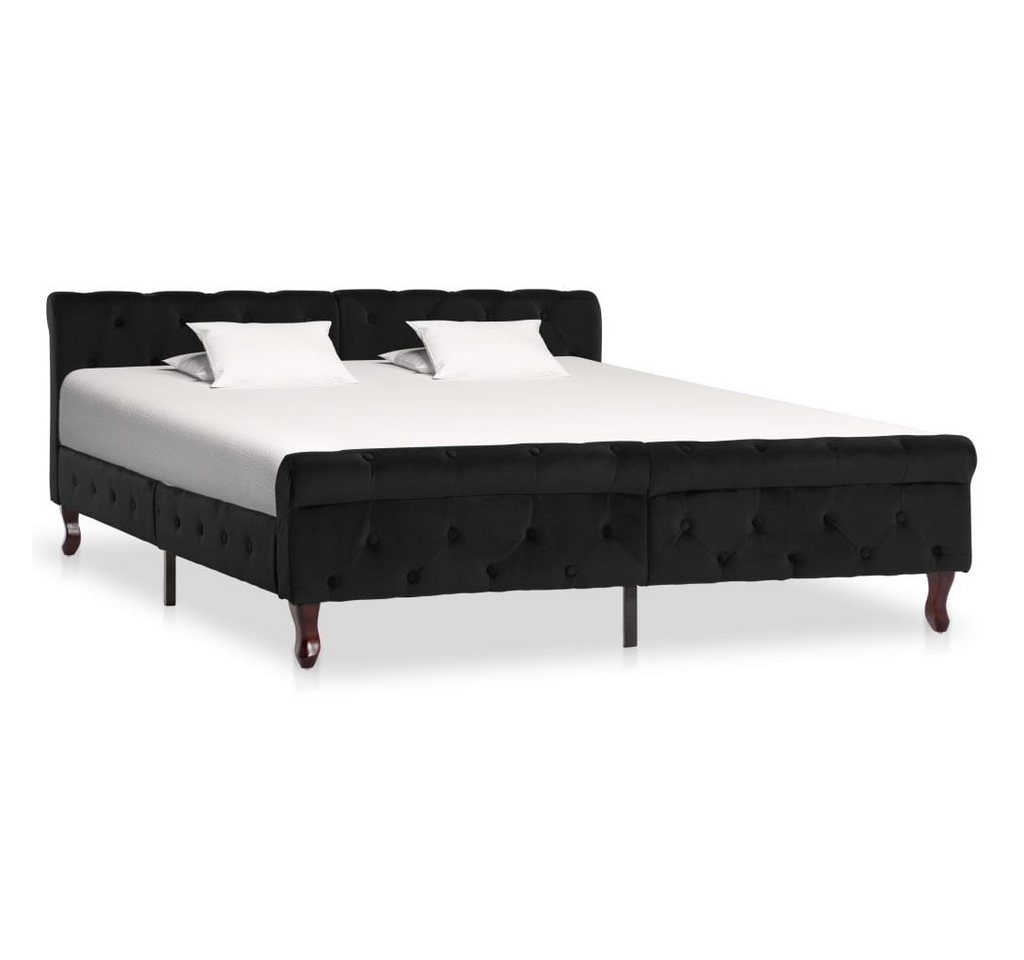 furnicato Bett Bettgestell Schwarz Samt 160 x 200 cm von furnicato