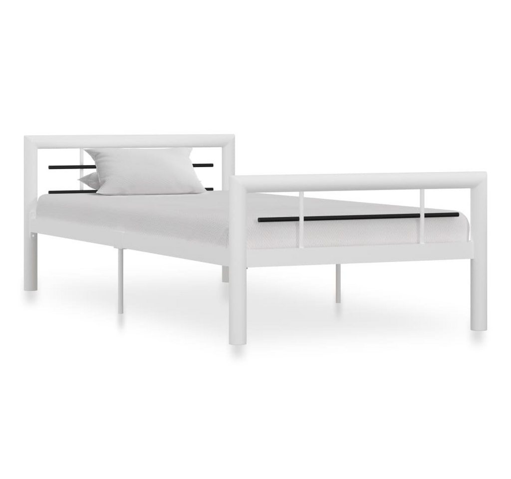furnicato Bett Bettgestell Weiß und Schwarz Metall 100 × 200 cm von furnicato