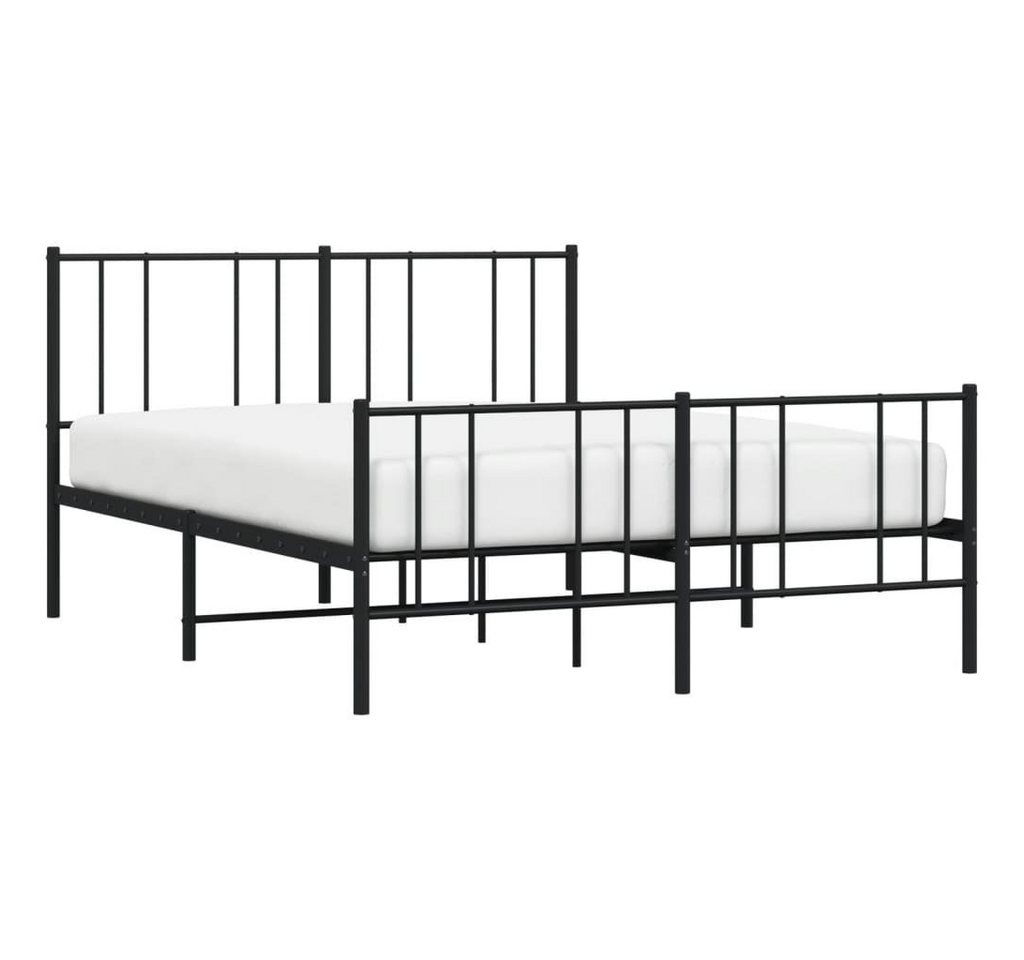 furnicato Bett Bettgestell mit Kopf- und Fußteil Metall Schwarz 140x200 cm von furnicato