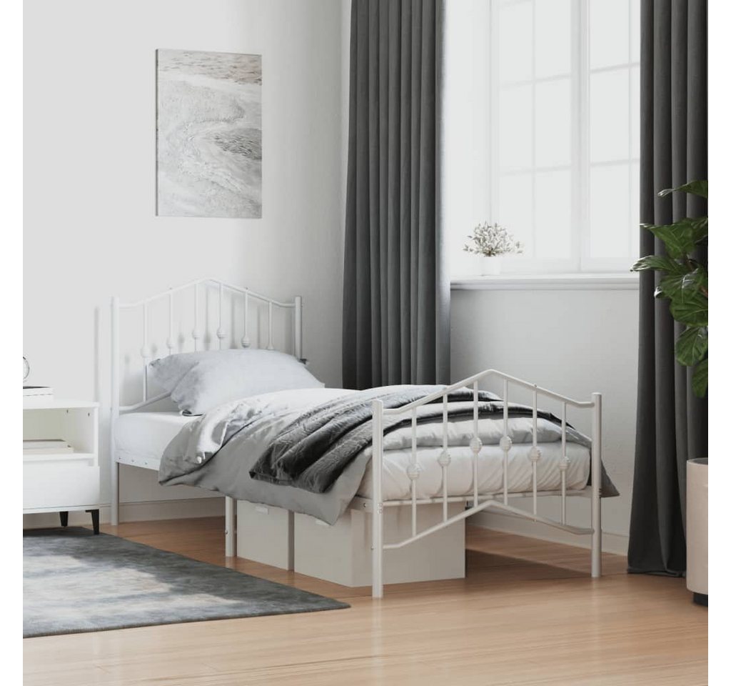 furnicato Bett Bettgestell mit Kopf- und Fußteil Metall Weiß 90x190 cm von furnicato