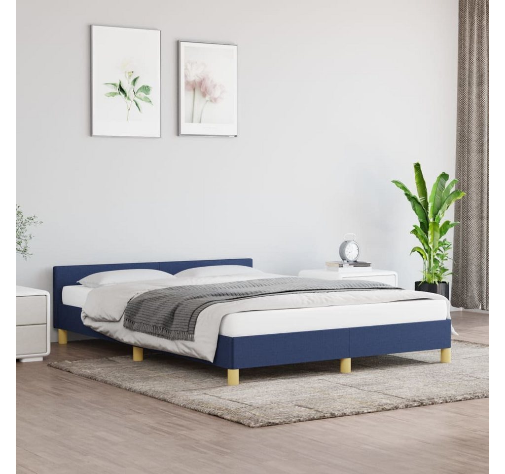 furnicato Bett Bettgestell mit Kopfteil Blau 140x200 cm Stoff von furnicato