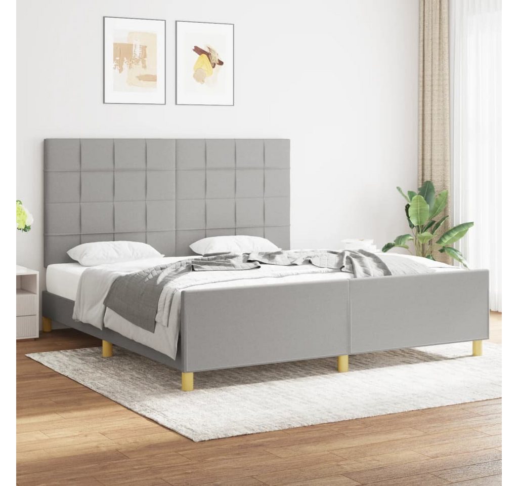 furnicato Bett Bettgestell mit Kopfteil Hellgrau 180x200 cm Stoff von furnicato