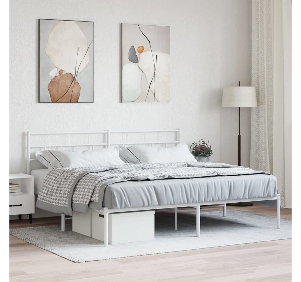 furnicato Bett Bettgestell mit Kopfteil Metall Weiß 180x200 cm von furnicato