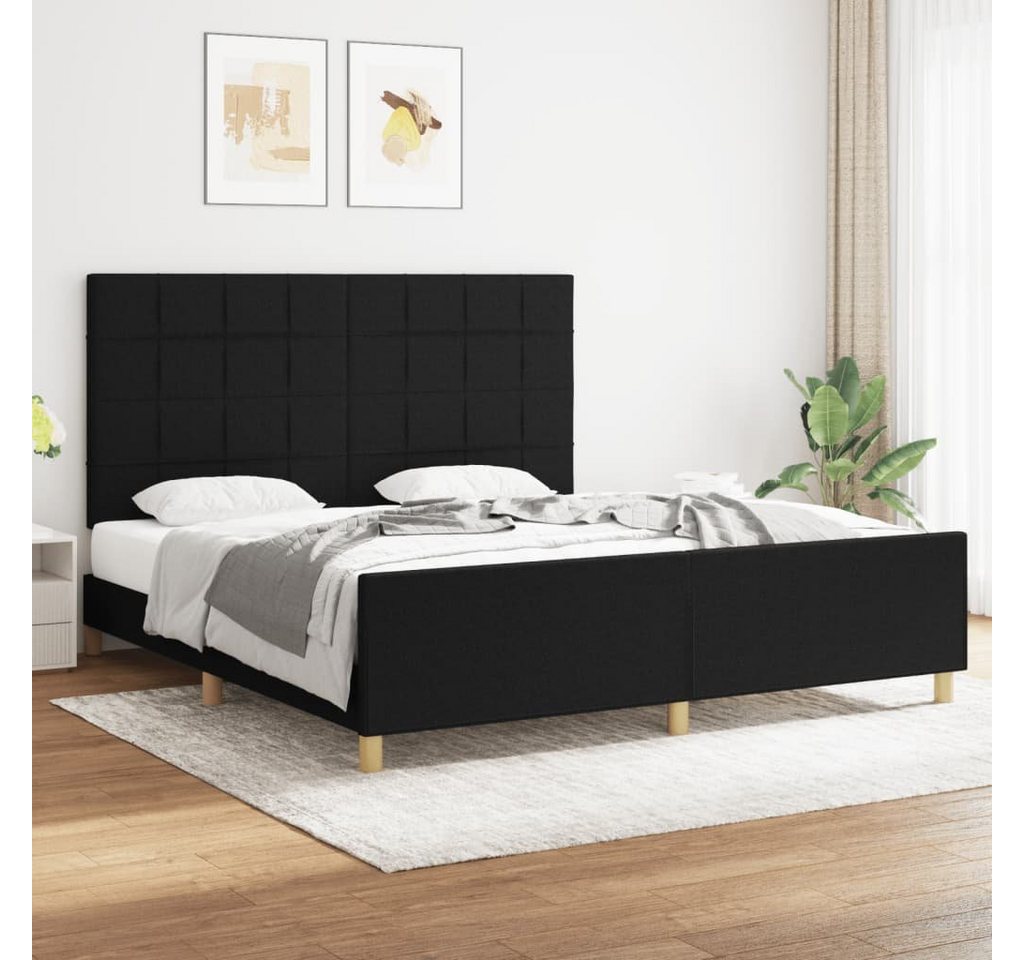 furnicato Bett Bettgestell mit Kopfteil Schwarz 180x200 cm Stoff von furnicato