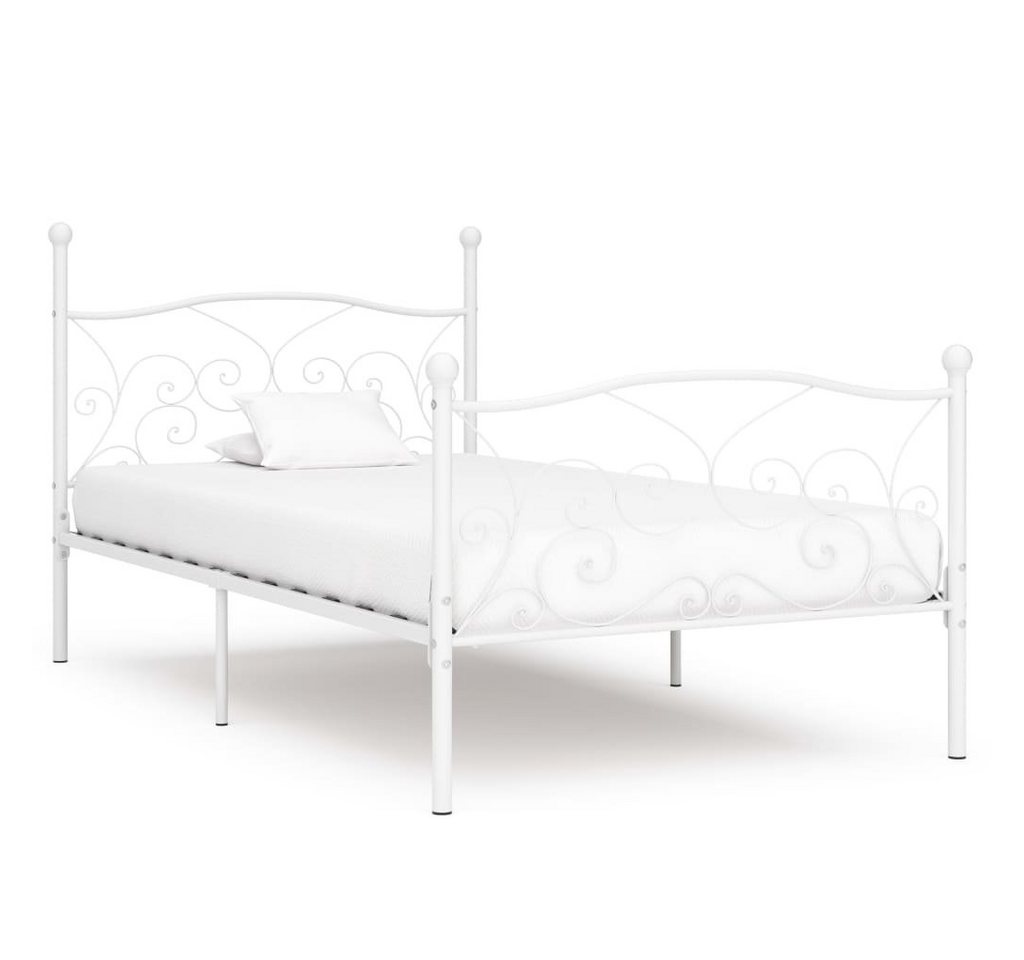 furnicato Bett Bettgestell mit Lattenrost Weiß Metall 100 × 200 cm von furnicato