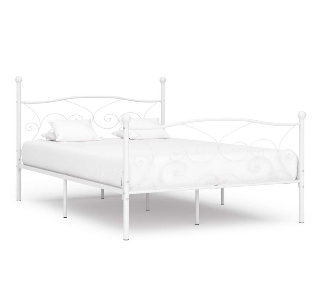furnicato Bett Bettgestell mit Lattenrost Weiß Metall 160 × 200 cm von furnicato