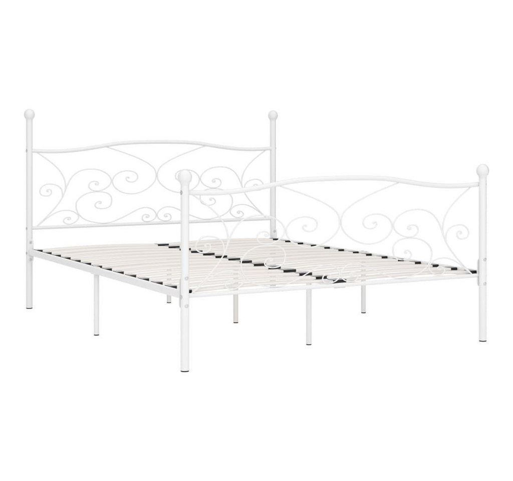 furnicato Bett Bettgestell mit Lattenrost Weiß Metall 200 × 200 cm von furnicato