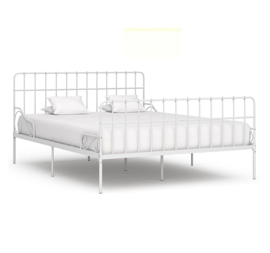 furnicato Bett Bettgestell mit Lattenrost Weiß Metall 200 × 200 cm von furnicato