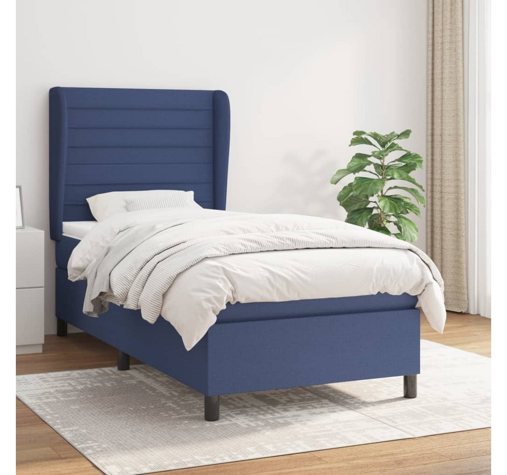 furnicato Bett Boxspringbett mit Matratze Blau 80x200 cm Stoff von furnicato