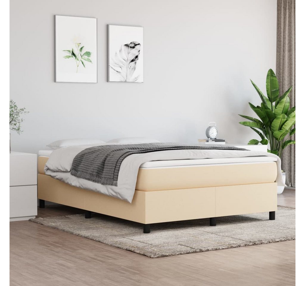 furnicato Bett Boxspringbett mit Matratze Creme 140x200 cm Stoff (1-tlg) von furnicato