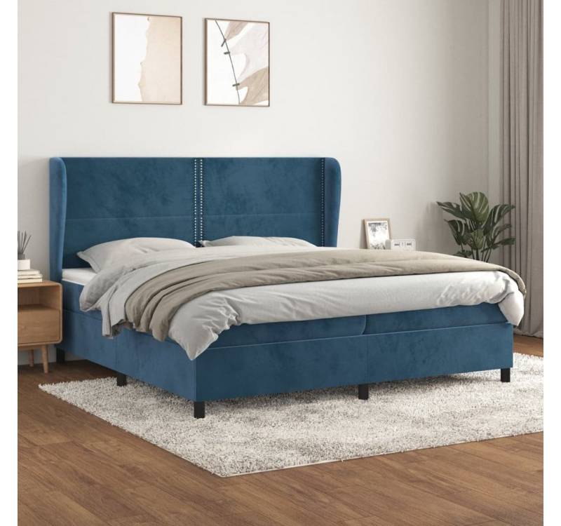 furnicato Bett Boxspringbett mit Matratze Dunkelblau 200x200 cm Samt von furnicato