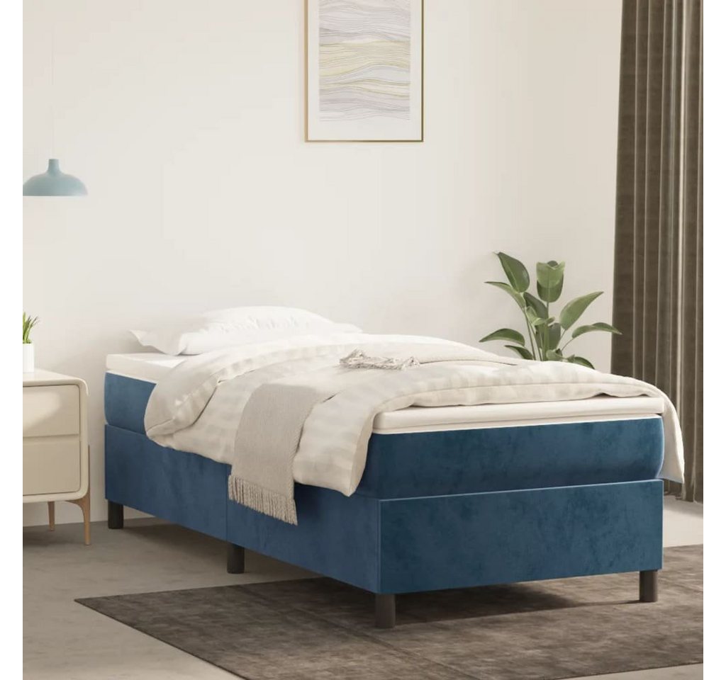 furnicato Bett Boxspringbett mit Matratze Dunkelblau 90x200 cm Samt von furnicato