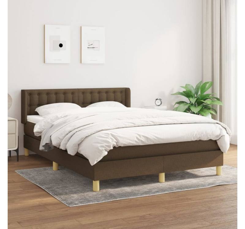 furnicato Bett Boxspringbett mit Matratze Dunkelbraun 140x200 cm Stoff von furnicato