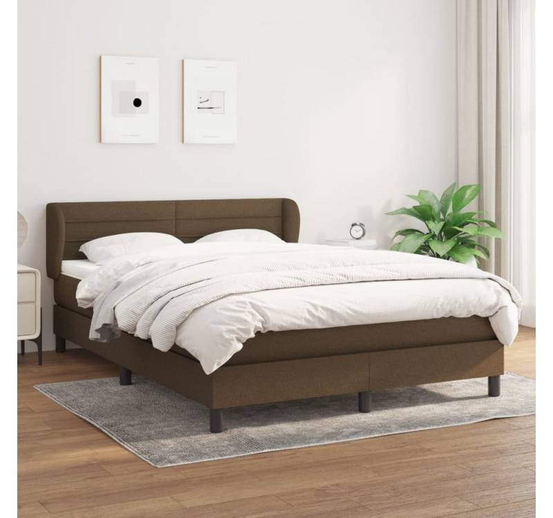 furnicato Bett Boxspringbett mit Matratze Dunkelbraun 140x200 cm Stoff von furnicato