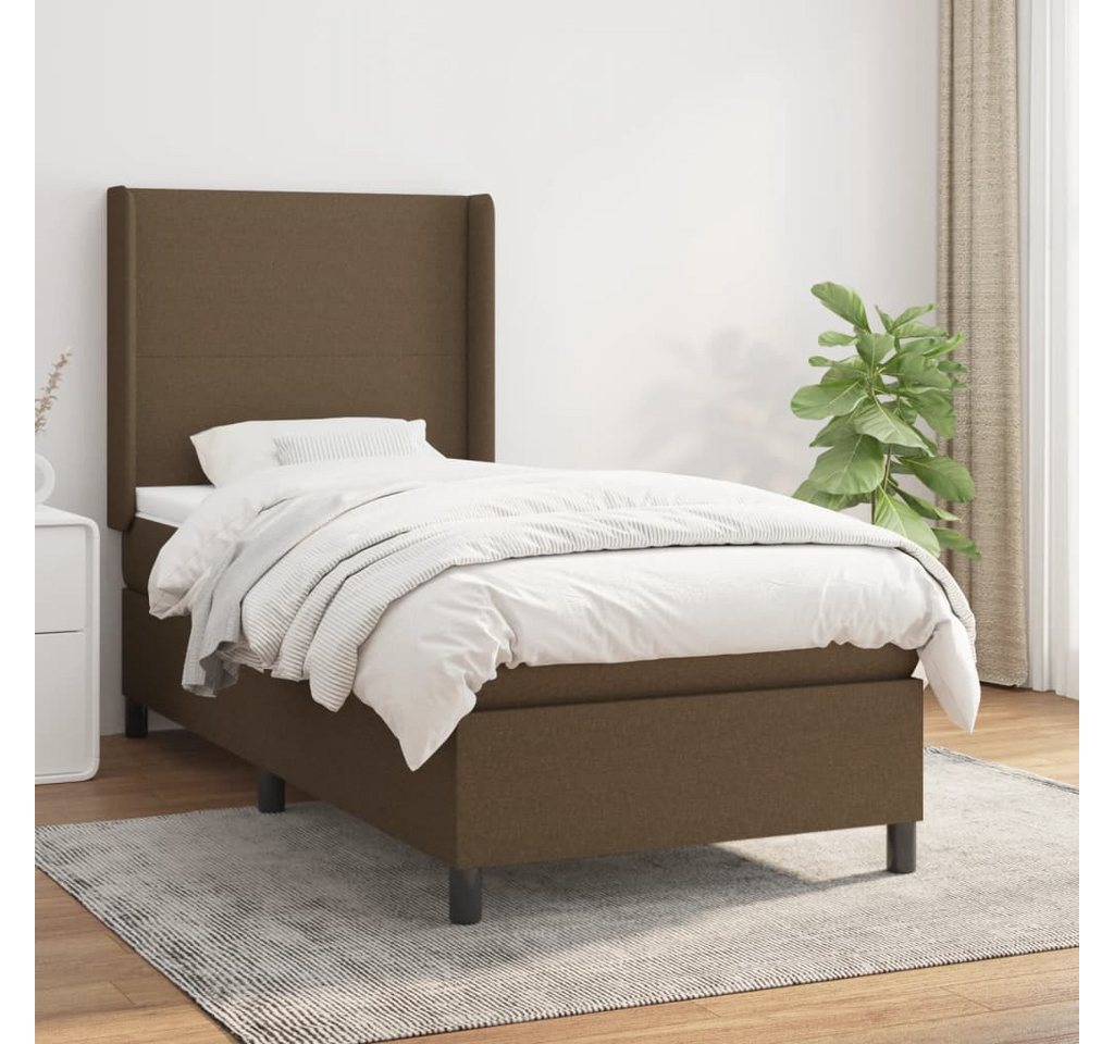furnicato Bett Boxspringbett mit Matratze Dunkelbraun 90x190 cm Stoff von furnicato