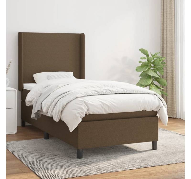 furnicato Bett Boxspringbett mit Matratze Dunkelbraun 90x190 cm Stoff von furnicato