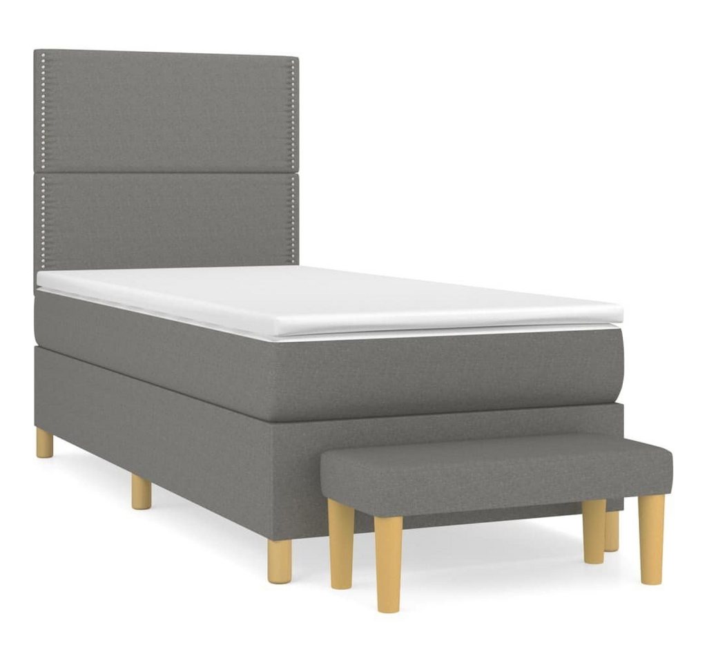 furnicato Bett Boxspringbett mit Matratze Dunkelgrau 100x200 cm Stoff von furnicato