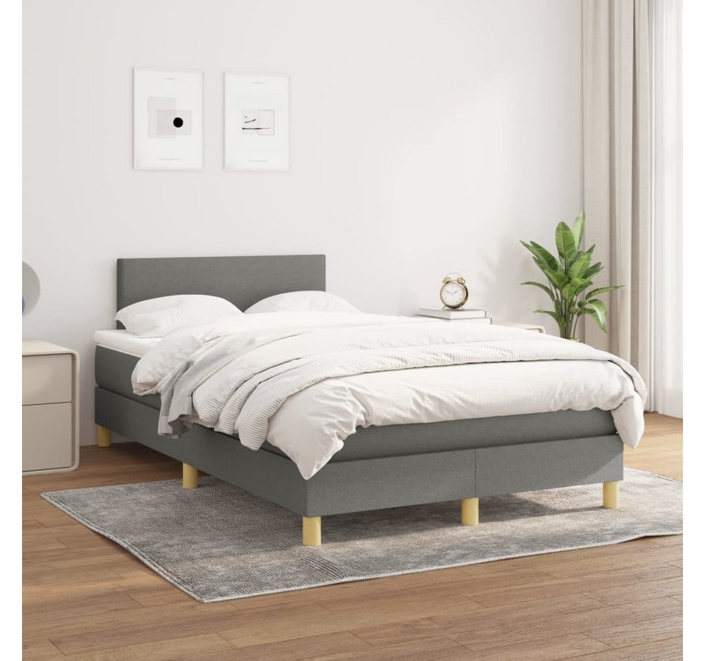 furnicato Bett Boxspringbett mit Matratze Dunkelgrau 120x200 cm Stoff von furnicato