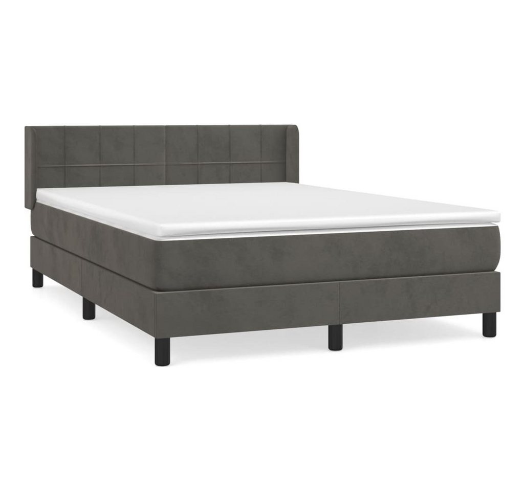 furnicato Bett Boxspringbett mit Matratze Dunkelgrau 140x190 cm Samt von furnicato