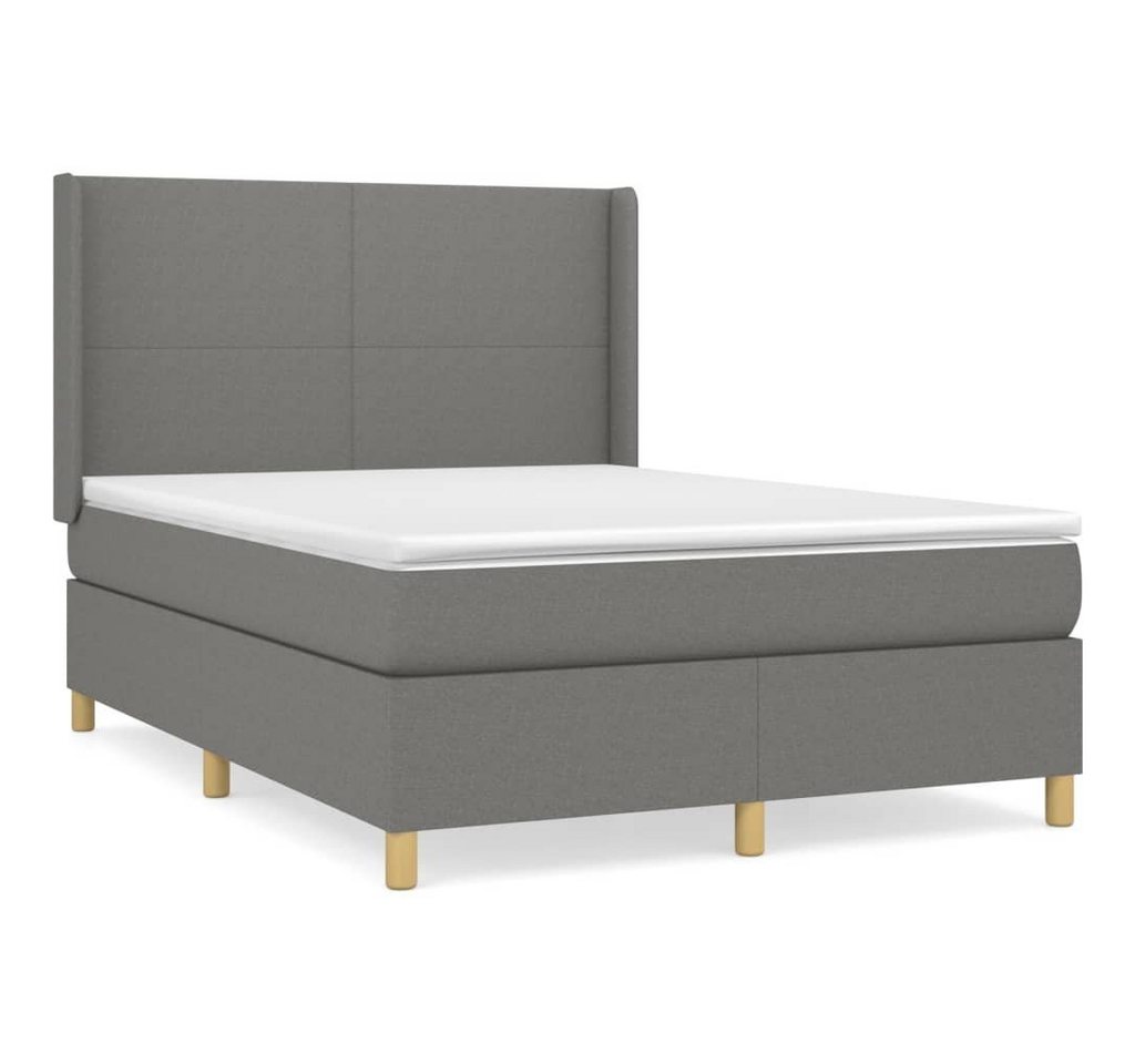 furnicato Bett Boxspringbett mit Matratze Dunkelgrau 140x190 cm Stoff von furnicato