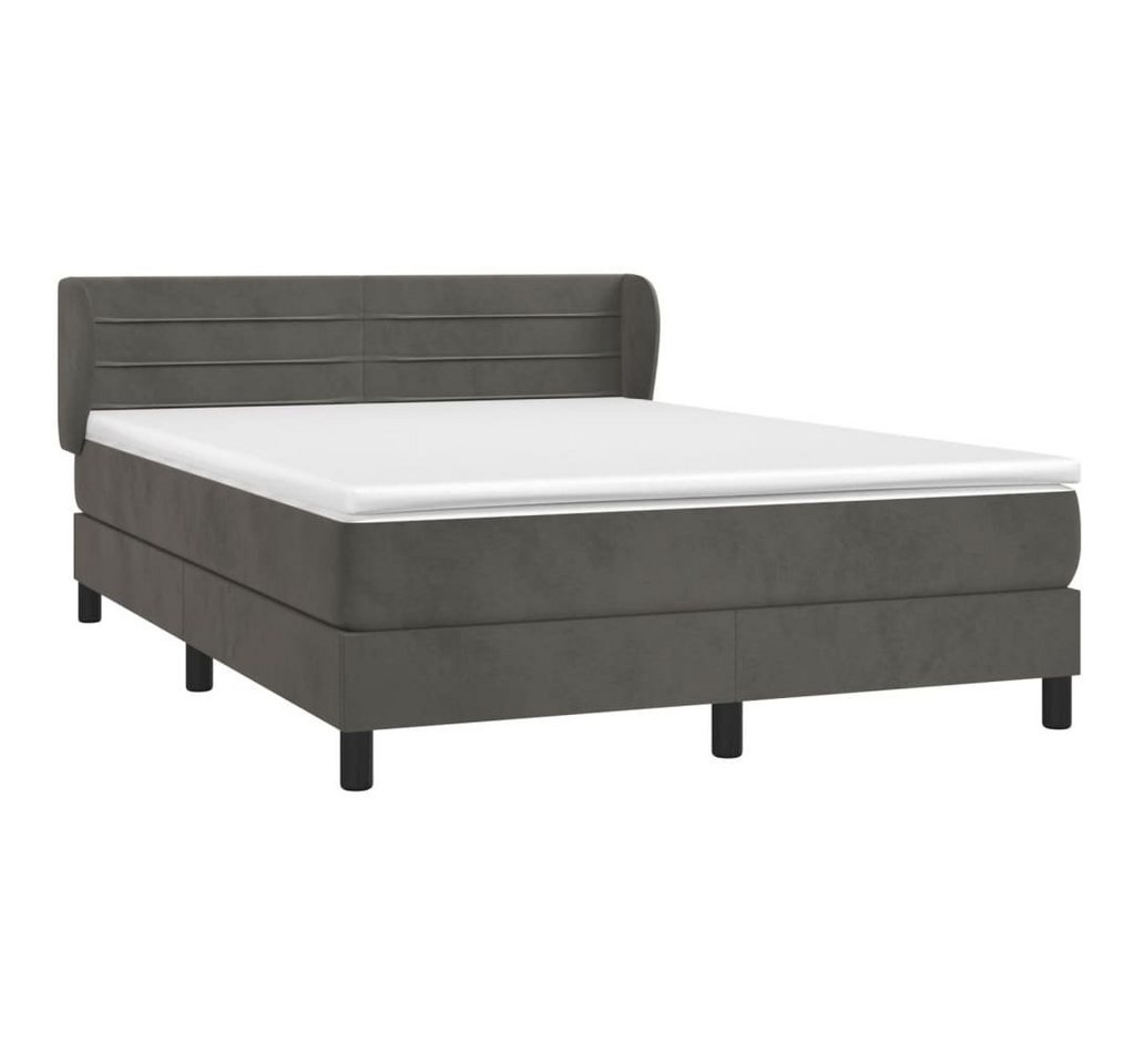 furnicato Bett Boxspringbett mit Matratze Dunkelgrau 140x200 cm Samt von furnicato