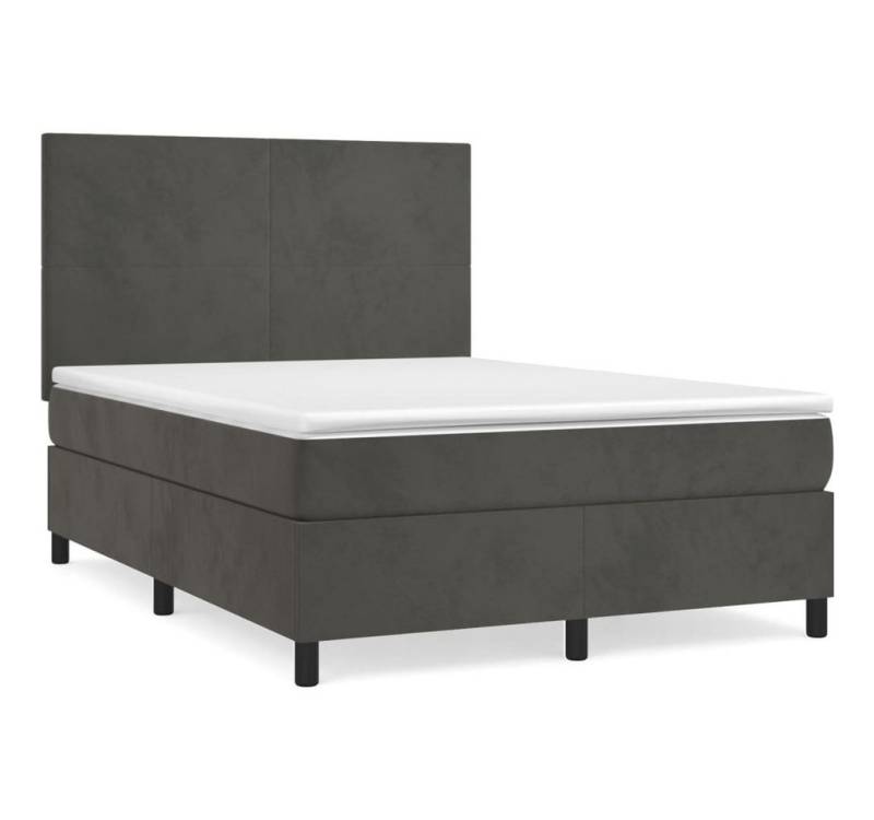 furnicato Bett Boxspringbett mit Matratze Dunkelgrau 140x200 cm Samt von furnicato