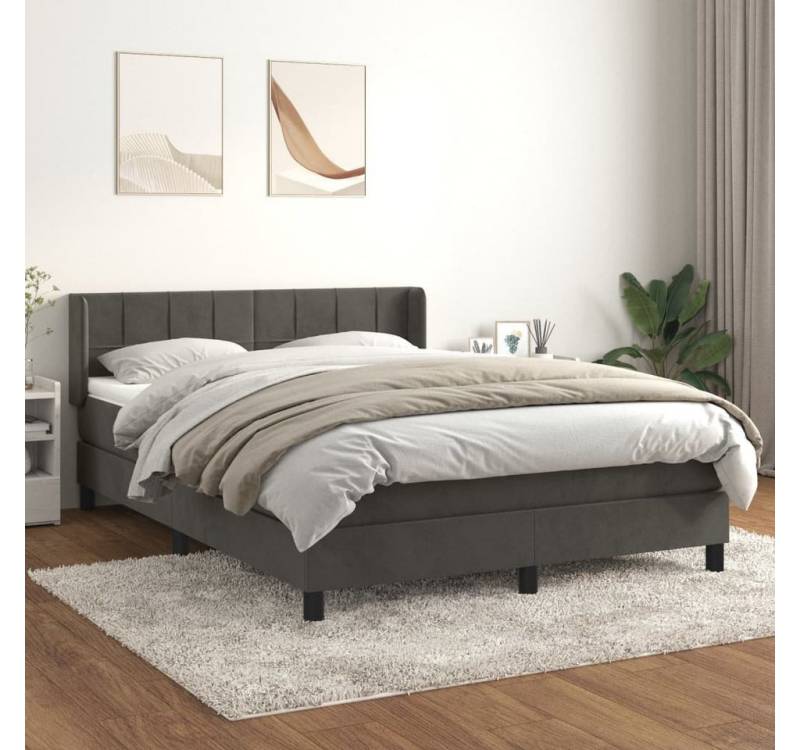 furnicato Bett Boxspringbett mit Matratze Dunkelgrau 140x200 cm Samt von furnicato