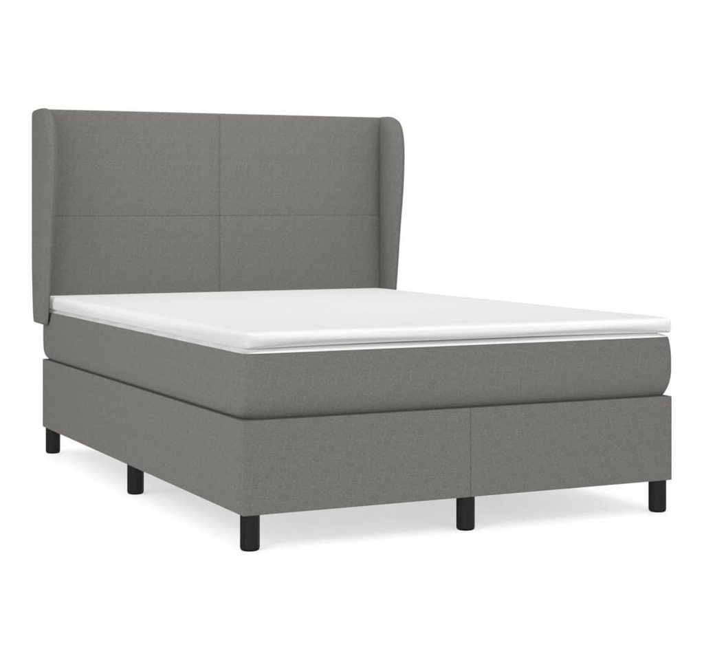 furnicato Bett Boxspringbett mit Matratze Dunkelgrau 140x200 cm Stoff von furnicato