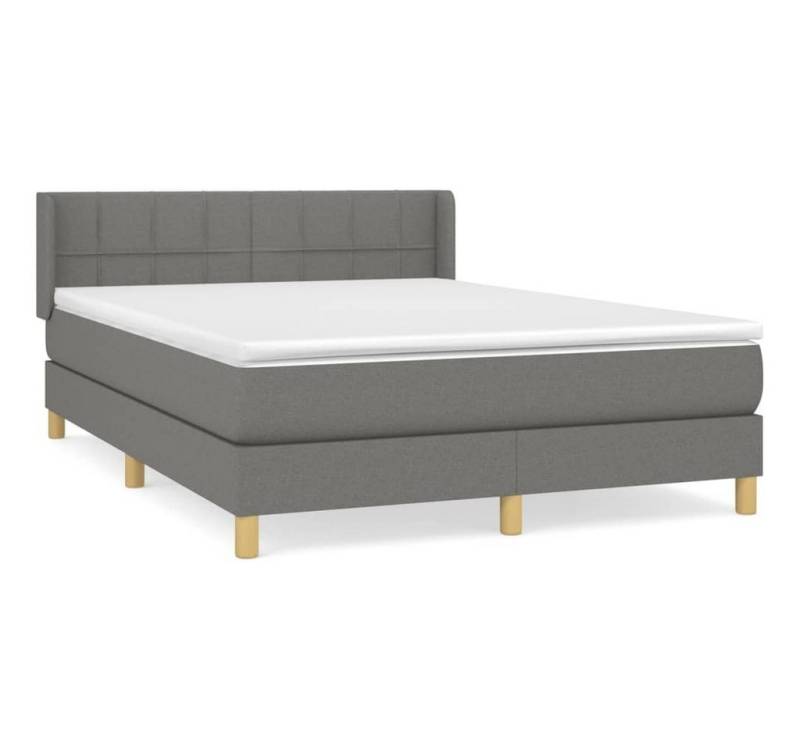 furnicato Bett Boxspringbett mit Matratze Dunkelgrau 140x200 cm Stoff von furnicato
