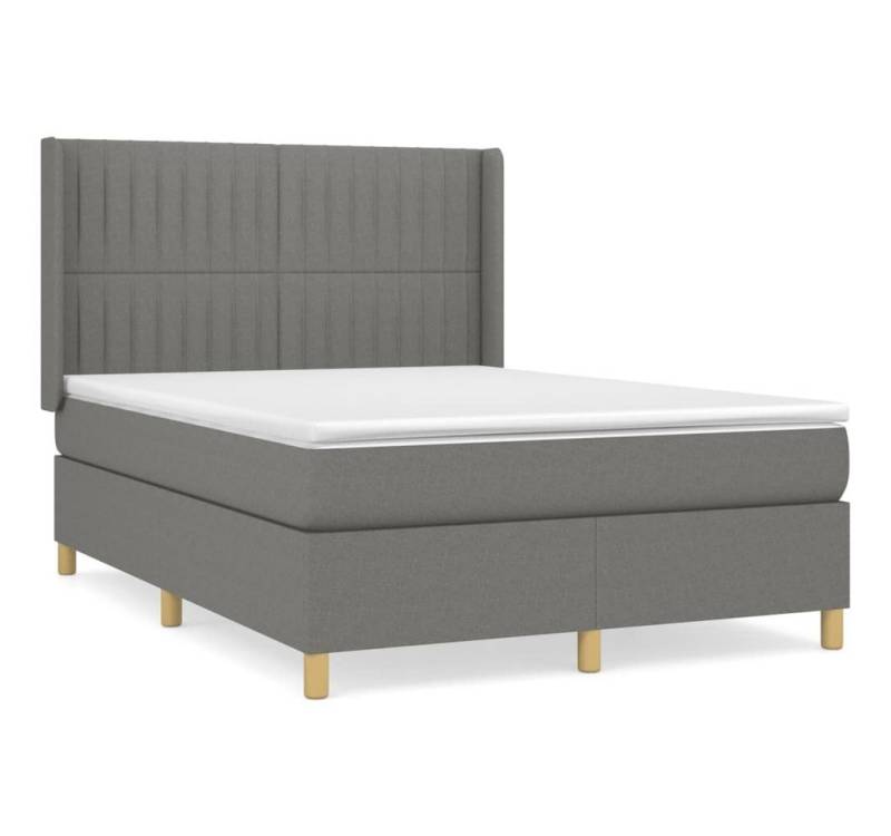furnicato Bett Boxspringbett mit Matratze Dunkelgrau 140x200 cm Stoff von furnicato