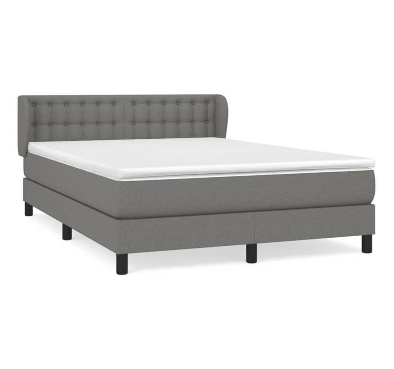 furnicato Bett Boxspringbett mit Matratze Dunkelgrau 140x200 cm Stoff von furnicato