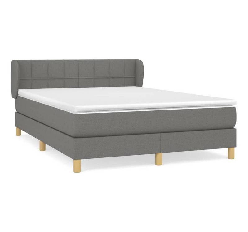 furnicato Bett Boxspringbett mit Matratze Dunkelgrau 140x200 cm Stoff von furnicato