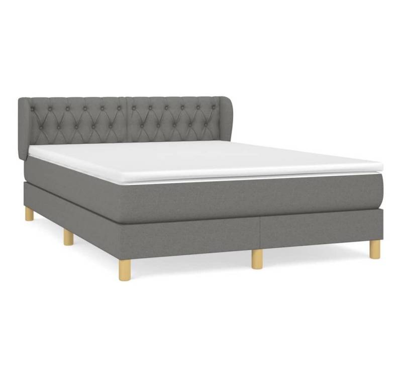 furnicato Bett Boxspringbett mit Matratze Dunkelgrau 140x200 cm Stoff von furnicato