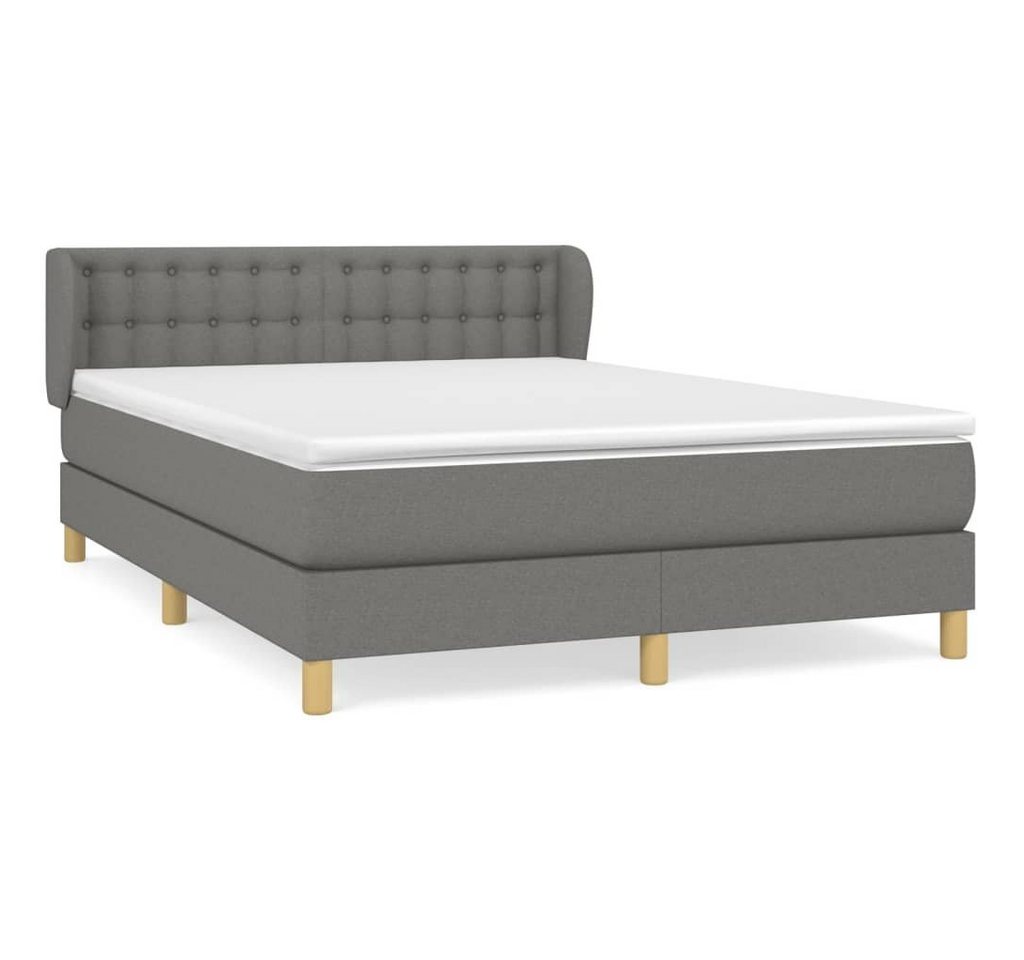 furnicato Bett Boxspringbett mit Matratze Dunkelgrau 140x200 cm Stoff von furnicato
