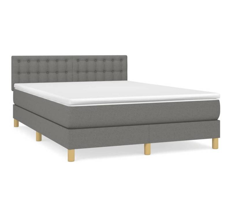 furnicato Bett Boxspringbett mit Matratze Dunkelgrau 140x200 cm Stoff von furnicato