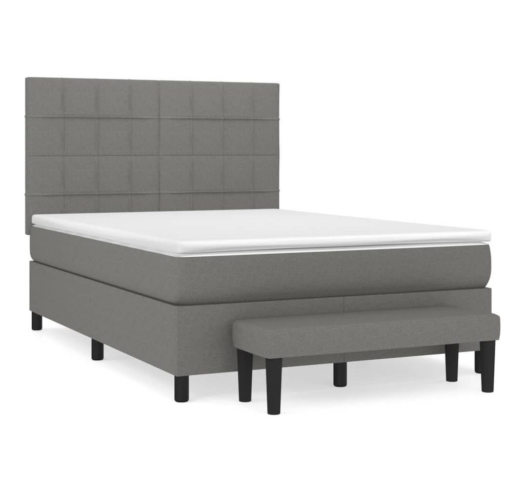 furnicato Bett Boxspringbett mit Matratze Dunkelgrau 140x200 cm Stoff von furnicato