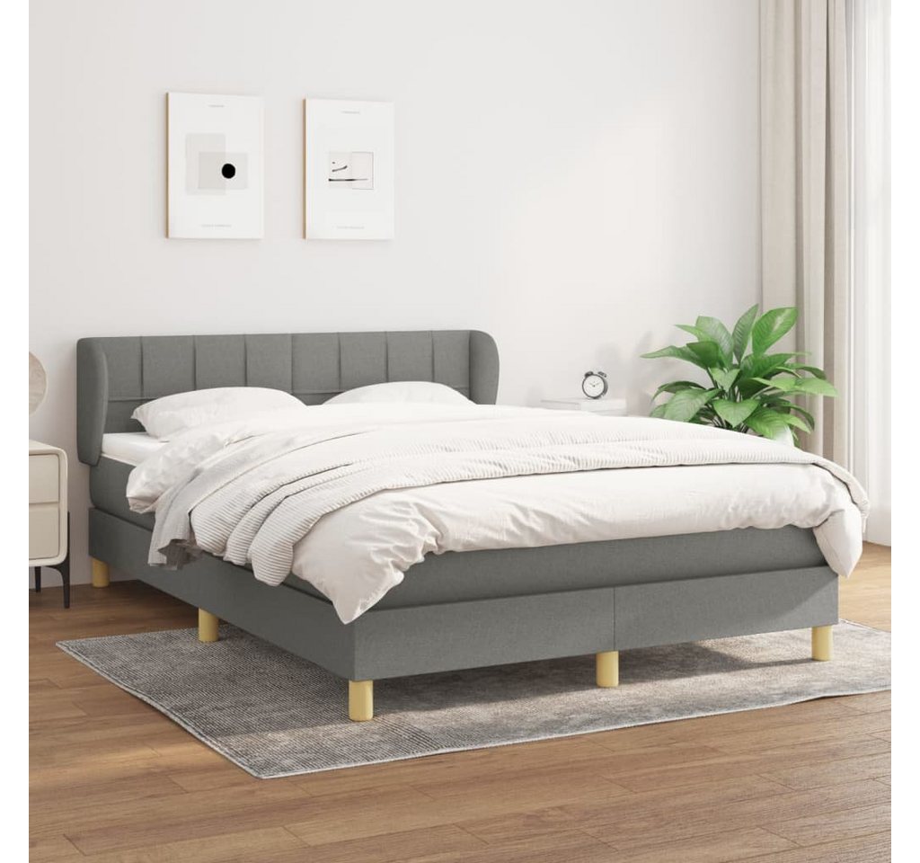 furnicato Bett Boxspringbett mit Matratze Dunkelgrau 140x200 cm Stoff von furnicato