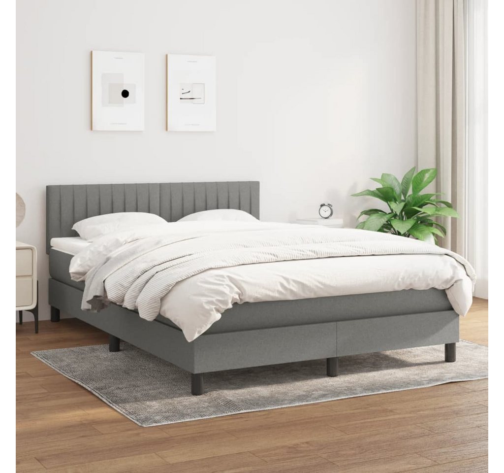 furnicato Bett Boxspringbett mit Matratze Dunkelgrau 140x200 cm Stoff von furnicato